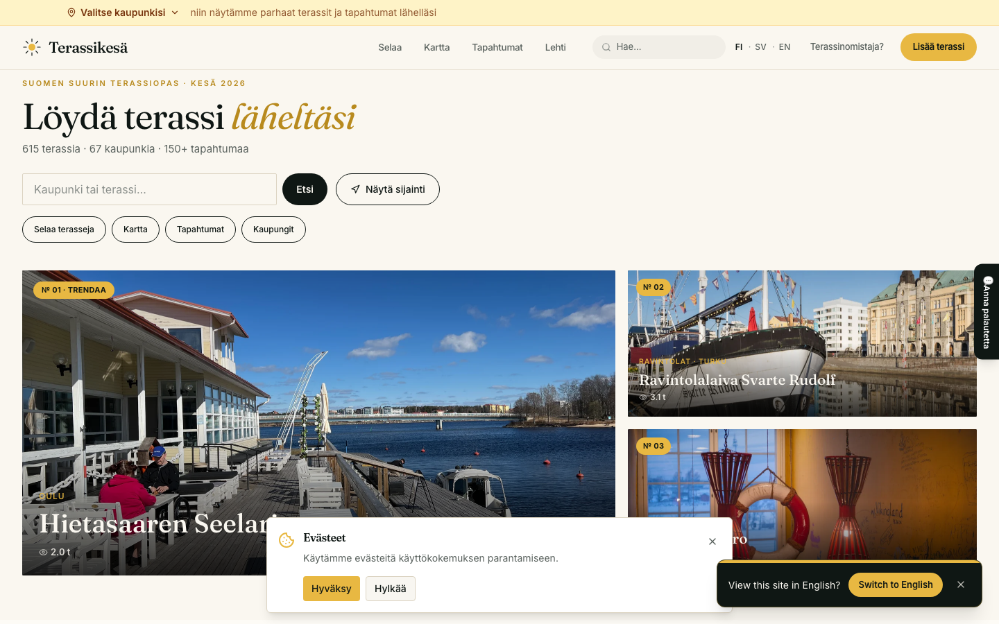 Terassikesä – verkkosivu